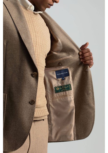 Italyan Yün Kaşmir Karışım Tütün Rengi Blazer Ceket indirimleri