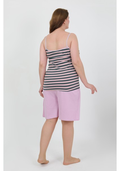 Kadın Büyük Beden Ip Askılı Penye Şortlu Takım Lila 202508 fırsatları