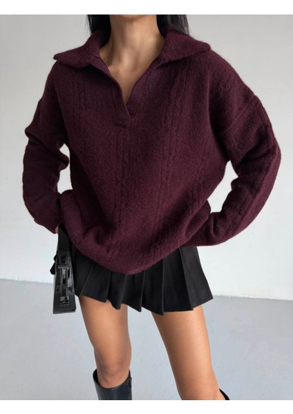 Lüks Kalın Yumuşak Desenli Basıc Sweat Kazak