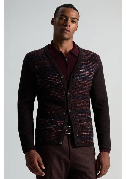 Merino Yün Ipek Karışım Polo Yaka Yarım Fermuarlı Bordo Triko modelleri