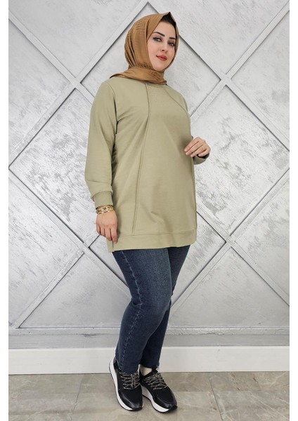 Kadın Nervür Dikim Taş Detaylı Tesettür Tunik