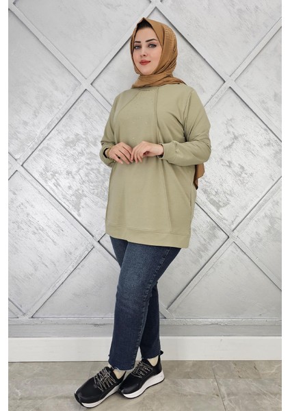Kadın Nervür Dikim Taş Detaylı Tesettür Tunik modelleri