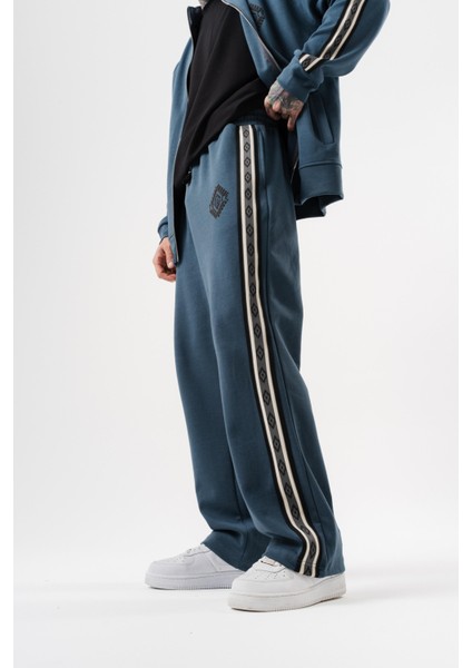 Erkek Şerit Detaylı Kışlık Doubleface Baggy Eşofman Altı Petrol indirimleri