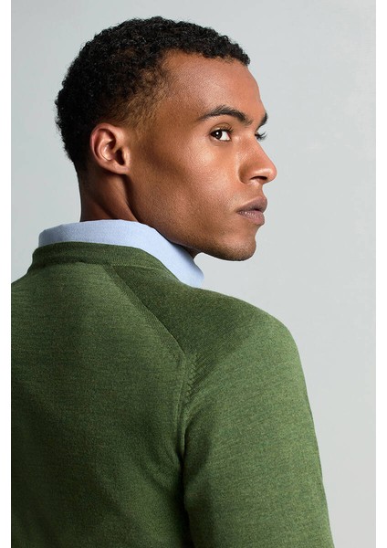 Merino Yün Açık Yeşil Bisiklet Yaka Triko indirimleri