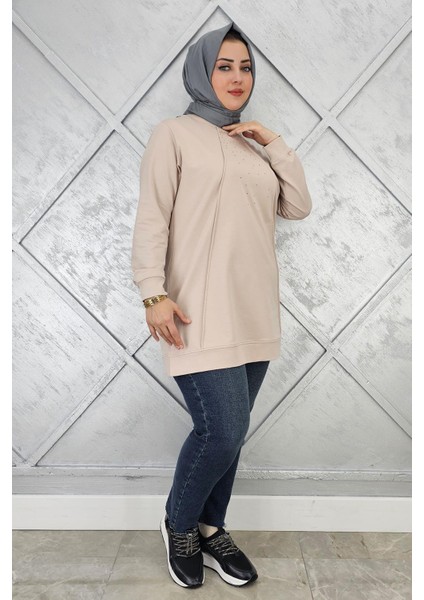 Kadın Nervür Dikim Taş Detaylı Tesettür Tunik fiyatları
