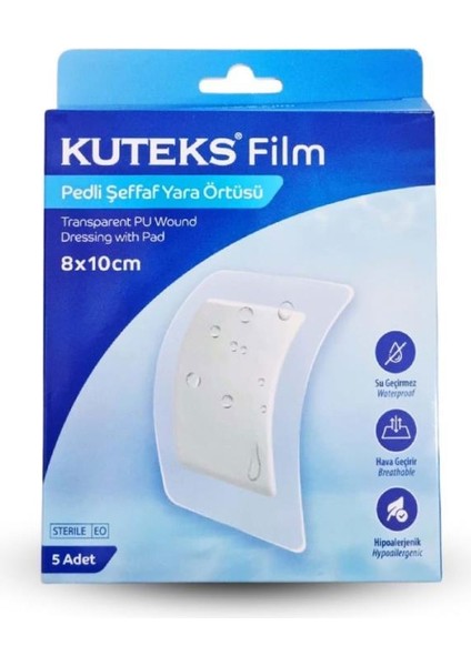 Film Pedli Şeffaf Yara Örtüsü 8X10 cm 5li Kutu
