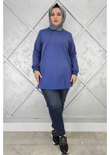 Kadın Nervür Dikim Taş Detaylı Tesettür Tunik modelleri