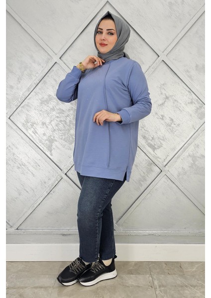 Kadın Nervür Dikim Taş Detaylı Tesettür Tunik