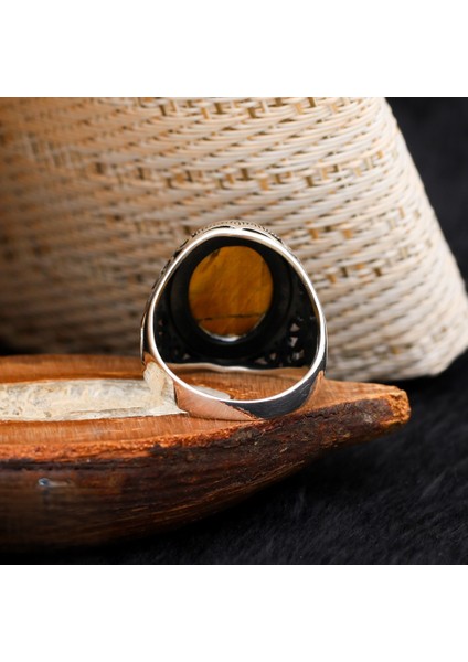 Kaplangözü Taşlı Desenli 925 Ayar Erkek Gümüş Yüzük fırsatları