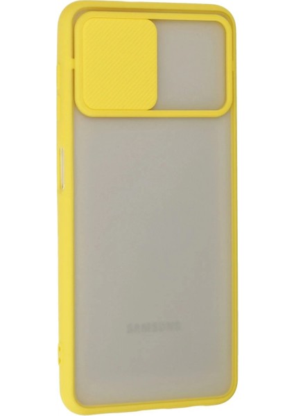 Samsung Galaxy A22 Kılıf Palm Buzlu Kamera Sürgülü Silikon - Sarı fiyatları