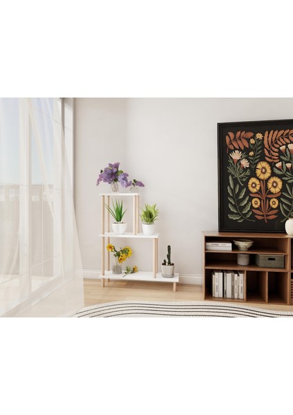 Yaren Çiçeklik Asklık-Saksılık Standı Beyaz Renk