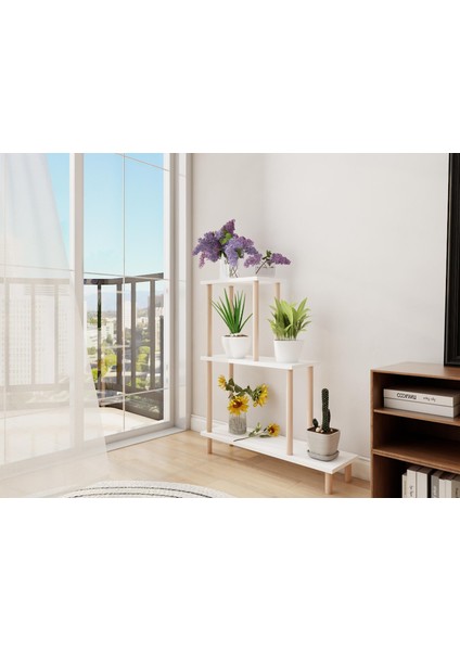 Yaren Çiçeklik Asklık-Saksılık Standı Beyaz Renk fiyatları