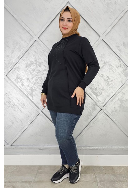 Kadın Nervür Dikim Taş Detaylı Tesettür Tunik