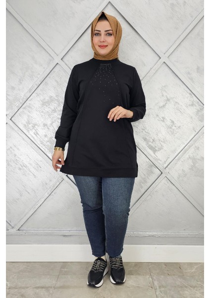 Kadın Nervür Dikim Taş Detaylı Tesettür Tunik modelleri