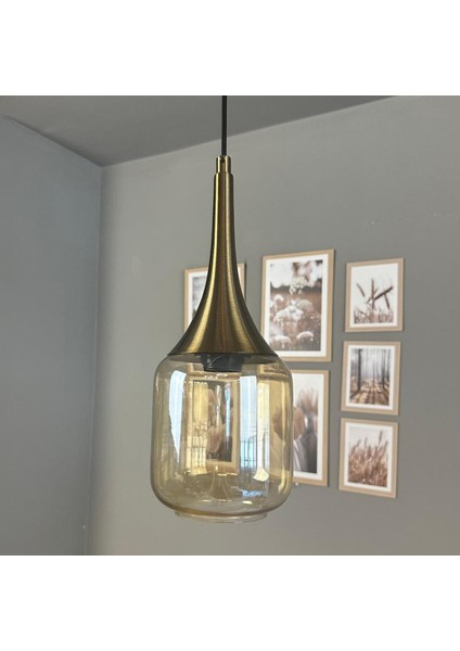 Diona Cam Bal Rengi Tekli Avize Eskitme Külah Başlık Retro Sarkıt Lamba Salon Aydınlatma fiyatları