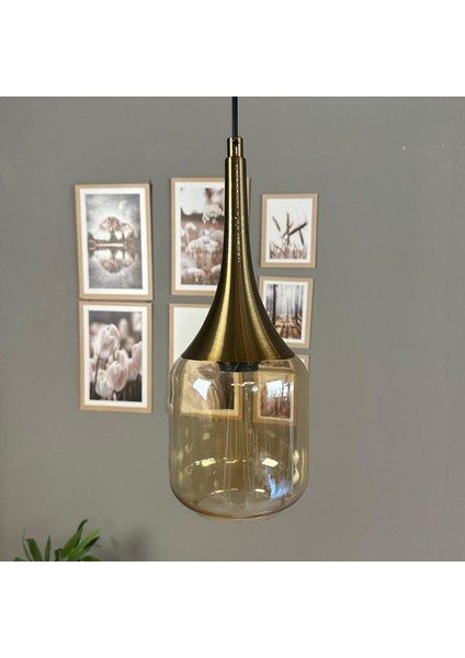 Diona Cam Bal Rengi Tekli Avize Eskitme Külah Başlık Retro Sarkıt Lamba Salon Aydınlatma fırsatları