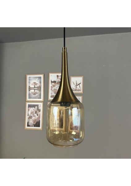 Diona Cam Bal Rengi Tekli Avize Eskitme Külah Başlık Retro Sarkıt Lamba Salon Aydınlatma indirimleri