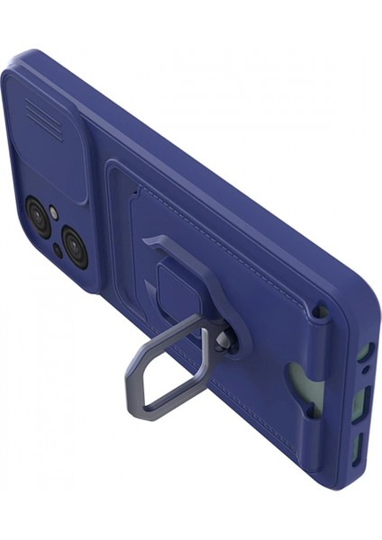 Xiaomi Poco M5 Kılıf Zuma Kartvizitli Yüzüklü Silikon - Lacivert modelleri