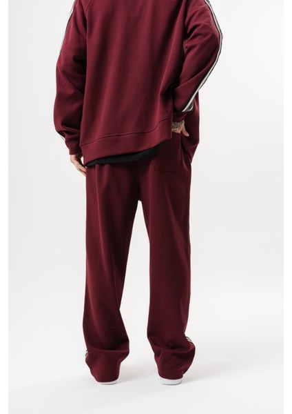 Erkek Şerit Detaylı Kışlık Doubleface Baggy Eşofman Altı Bordo fırsatları