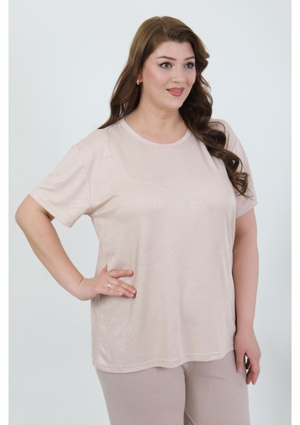 Kadın Büyük Beden Kısa Kol Penye Pijama Takımı Sütlü Kahve 202510 fiyatları