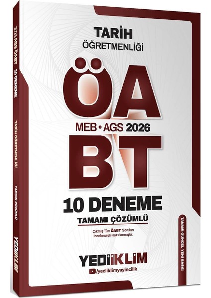 2026 Meb Ags Öabt tarih Öğretmenliği Tamamı Çözümlü 10 Deneme Sınavı