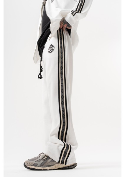 Erkek Şerit Detaylı Kışlık Doubleface Baggy Eşofman Altı Ekru modelleri