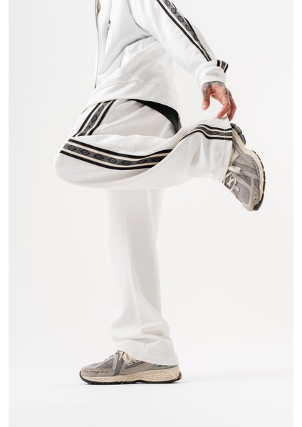 Erkek Şerit Detaylı Kışlık Doubleface Baggy Eşofman Altı Ekru indirimleri