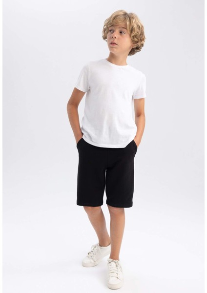 Erkek Çocuk Beli Lastikli Basic Düz Bermuda Şort
