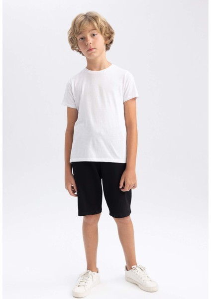 Erkek Çocuk Beli Lastikli Basic Düz Bermuda Şort