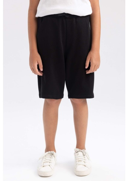 Erkek Çocuk Beli Lastikli Basic Düz Bermuda Şort