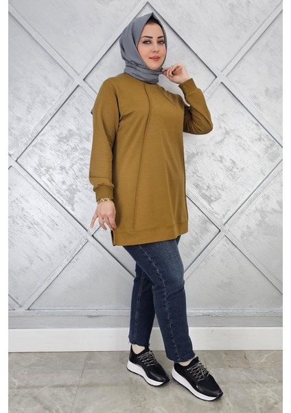 Kadın Nervür Dikim Taş Detaylı Tesettür Tunik