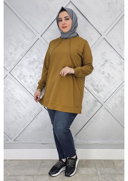 Kadın Nervür Dikim Taş Detaylı Tesettür Tunik fiyatları