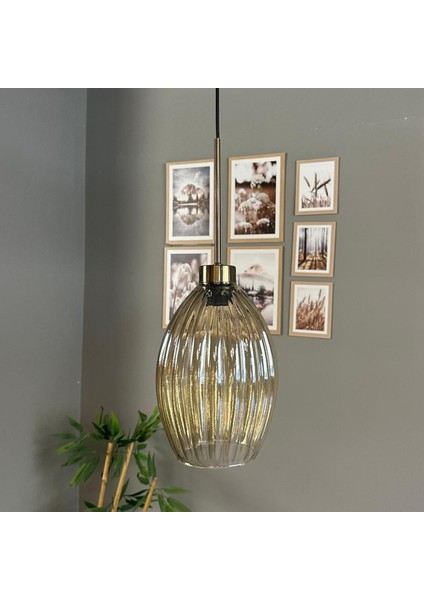 Yolza Cam Bal Rengi Tekli Avize Ince Eskitme Başlık Retro Sarkıt Lamba Salon Aydınlatma fiyatları