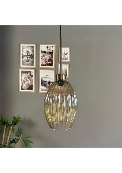 Yolza Cam Bal Rengi Tekli Avize Ince Eskitme Başlık Retro Sarkıt Lamba Salon Aydınlatma modelleri
