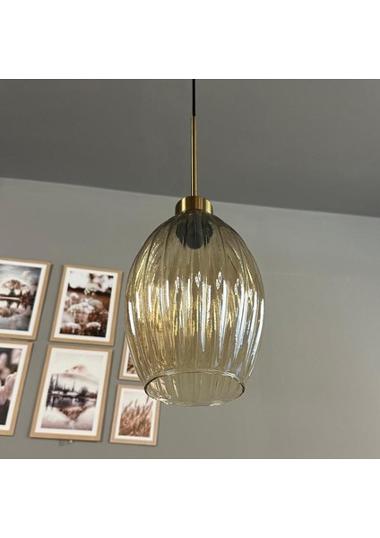 Yolza Cam Bal Rengi Tekli Avize Ince Eskitme Başlık Retro Sarkıt Lamba Salon Aydınlatma fırsatları