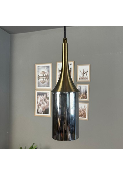 Windy Cam Füme Tekli Avize Eskitme Külah Başlık Retro Sarkıt Lamba Salon Aydınlatma modelleri