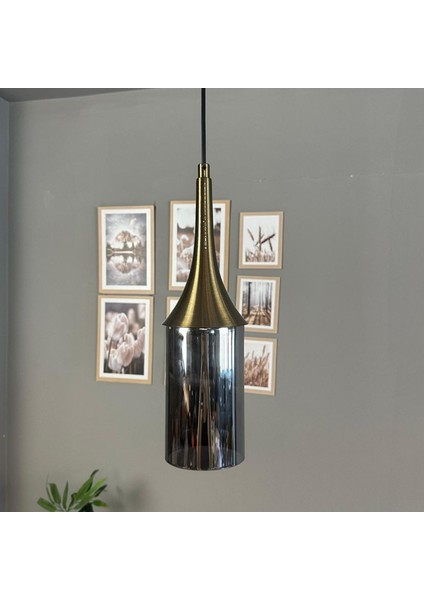 Windy Cam Füme Tekli Avize Eskitme Külah Başlık Retro Sarkıt Lamba Salon Aydınlatma fırsatları