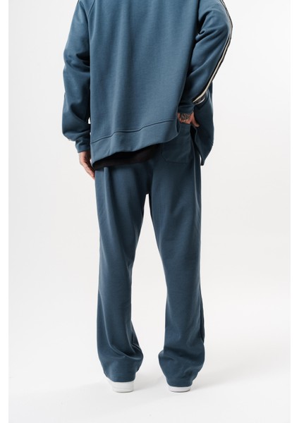 Erkek Şerit Detaylı Kışlık Doubleface Baggy Eşofman Altı Petrol fırsatları