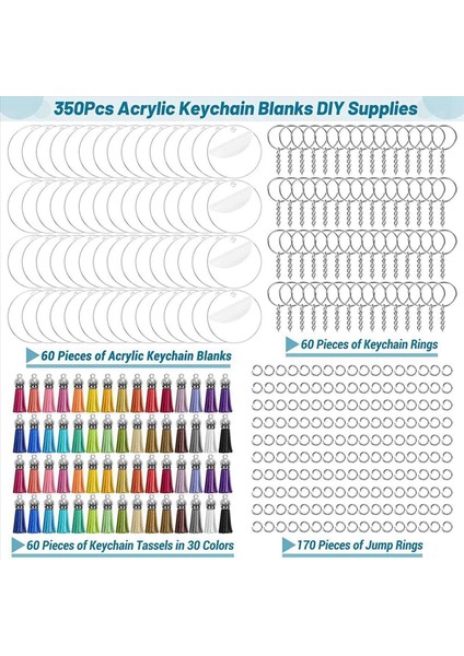 1400PCS Akrilik Açık Anahtarlık Boşlukları Püsküller Atlama Halkaları Dıy Anahtarlık Zanaat Için Anahtarlık Halkaları ile Vinil Için Boşluklar (Yurt Dışından) fırsatları