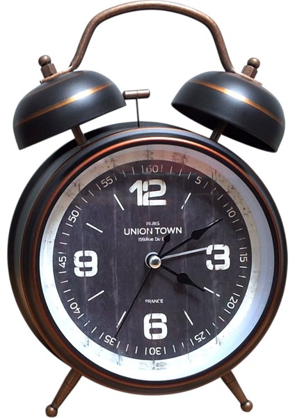 Çanlı Tokmaklı Yüksek Zil Sesli Çalar Saat Vintage Tarz Metal Büyük Boy