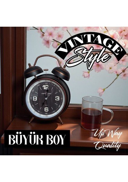 Çanlı Tokmaklı Yüksek Zil Sesli Çalar Saat Vintage Tarz Metal Büyük Boy fiyatları