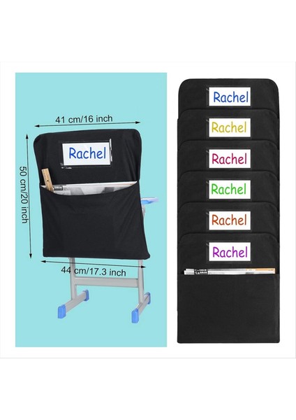 6pcs Sandalye Depolama Cep Sandalye Çanta Sandalye Cepleri Sınıflar Için Cepler Öğrenci Sandalye Cepleri Adı Etiketi ile Organizatör (Yurt Dışından) fırsatları