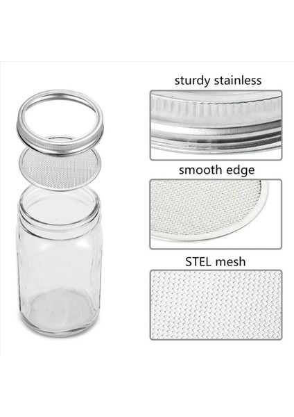 8 Paket Paslanmaz Çelik Filizleme Kavanozu Geniş ve Geniş Ağızlı Mason Kavanozu Büyüyen Filizler Için (Yurt Dışından) indirimleri