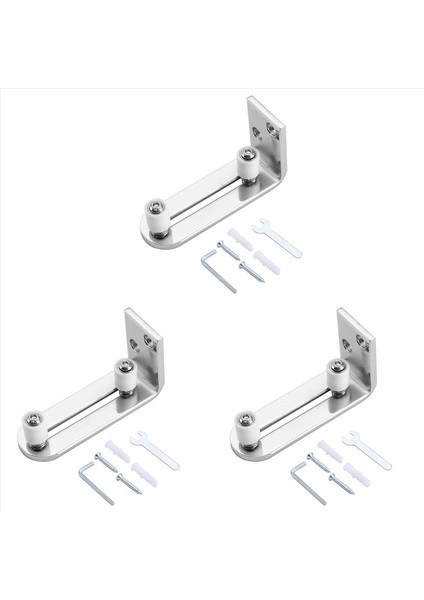 3x Modern Krom Sürgülü Barn Kapı Zemin Kılavuzu Top Yatakları Tüm Boyut Kapı Için Ayarlanabilir Kalma Silindir Duvar Montajı Sistemi (Yurt Dışından)