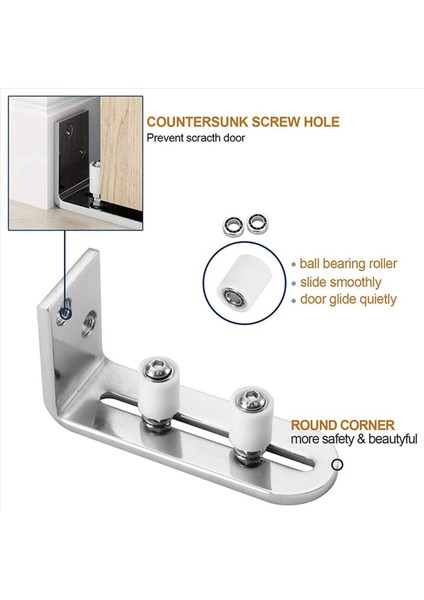 3x Modern Krom Sürgülü Barn Kapı Zemin Kılavuzu Top Yatakları Tüm Boyut Kapı Için Ayarlanabilir Kalma Silindir Duvar Montajı Sistemi (Yurt Dışından) fiyatları