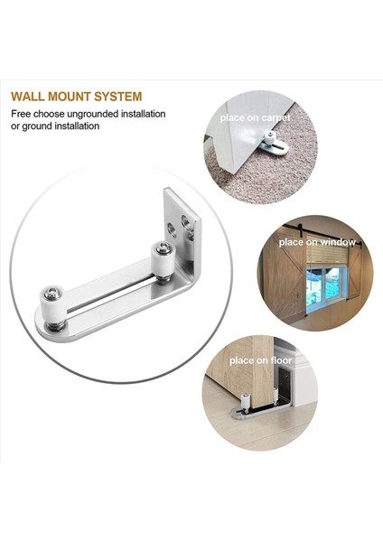 3x Modern Krom Sürgülü Barn Kapı Zemin Kılavuzu Top Yatakları Tüm Boyut Kapı Için Ayarlanabilir Kalma Silindir Duvar Montajı Sistemi (Yurt Dışından) indirimleri