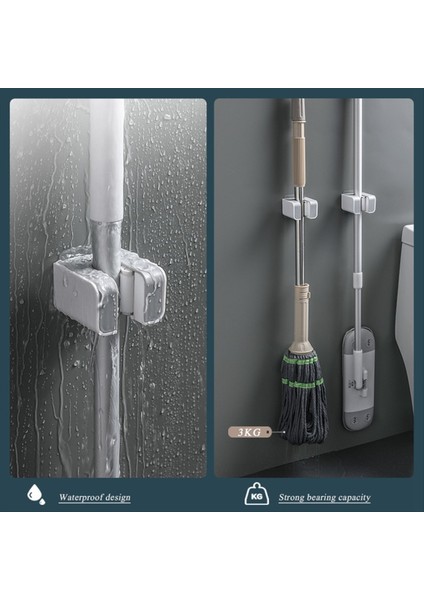 Ousuwo Duvara Monte Mop Süpürge Tutucu Yapışkan Çok Amaçlı Kancalar Süpürge Askı Mutfak Banyo Aksesuarları Setleri A (Yurt Dışından) modelleri