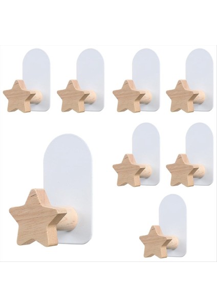 8 Adet Şekilli Kancalar Çocuk Odası Dekoratif Kancalar Ahşap Ceket Kancaları Asma Ceket Giysileri Için Yapışkanlı Monte Duvar Kancası B (Yurt Dışından)