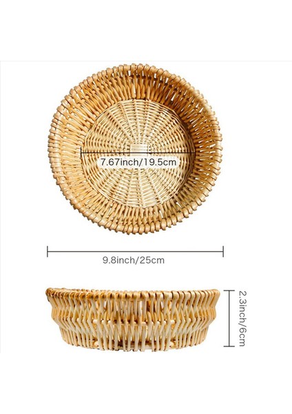 4x El Dokuması Sepet Hasır Sepet Ekmek Meyve Sebze Depolama Sepeti Için Yiyecek Servis Sepeti 25 x 8cm (Yurt Dışından) modelleri