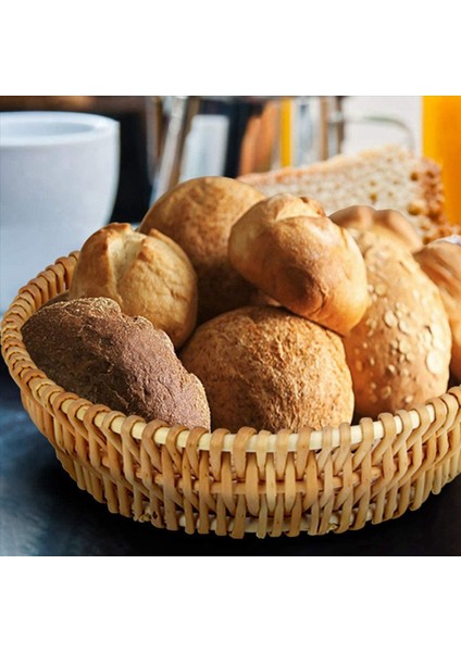 4x El Dokuması Sepet Hasır Sepet Ekmek Meyve Sebze Depolama Sepeti Için Yiyecek Servis Sepeti 25 x 8cm (Yurt Dışından) indirimleri